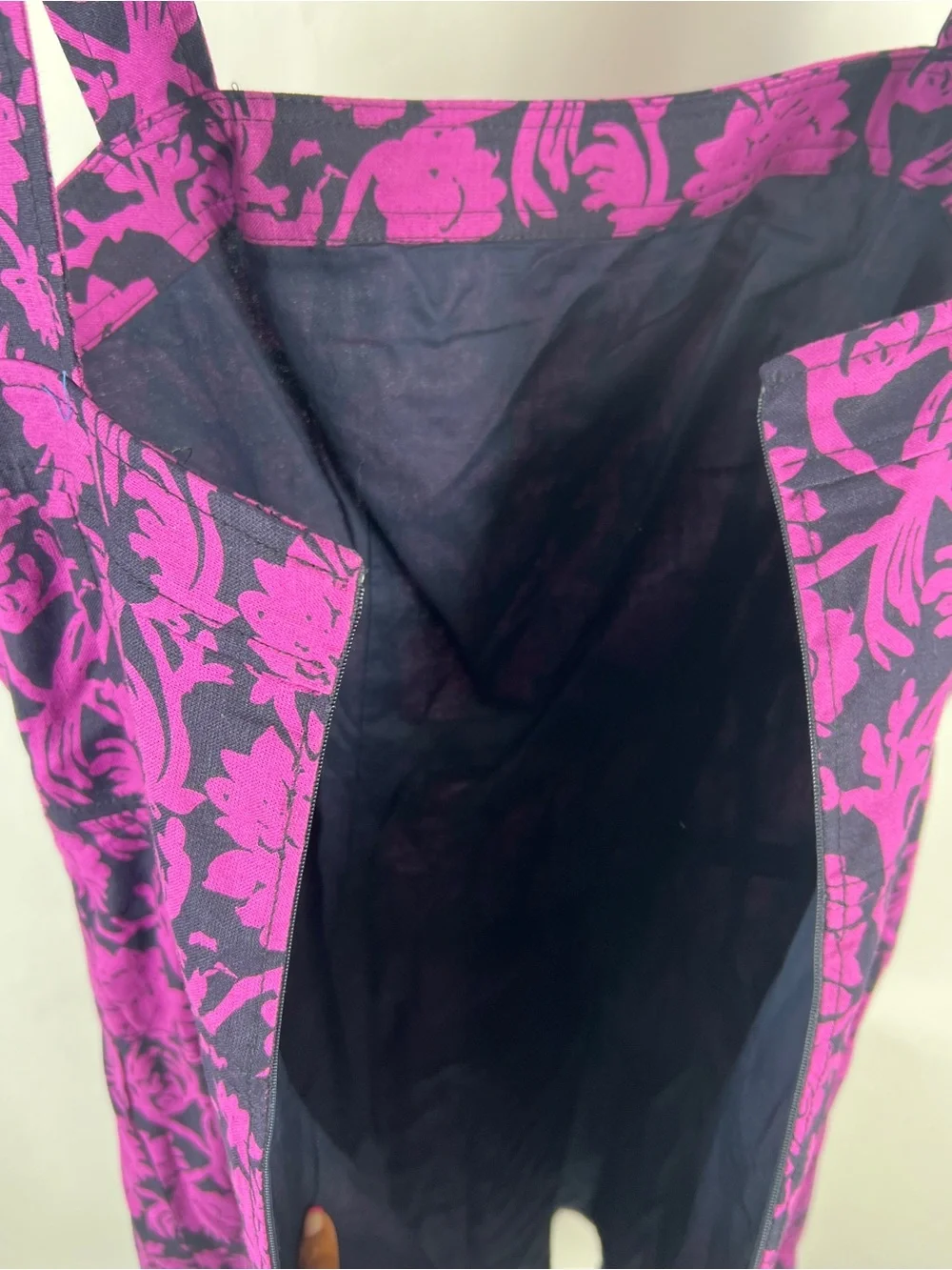 Tory Burch Jodie Floral Linen Cotton Fit & Flare Dress Purple Navy Size 6